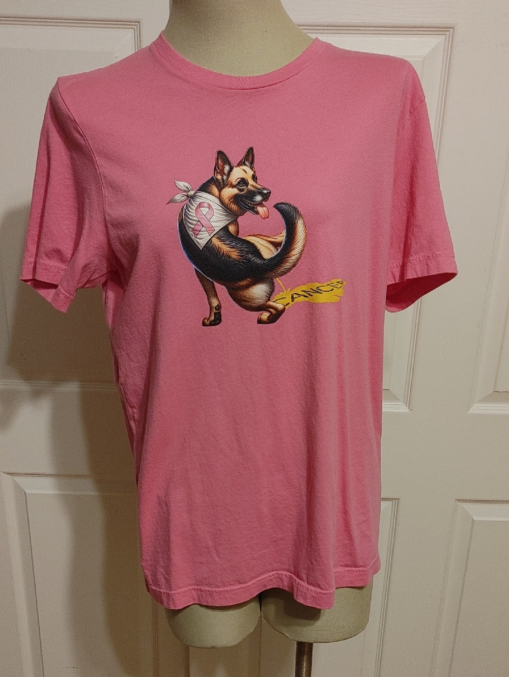 Bella Canvas Pink Crewneck Tee Cancer Ribbon